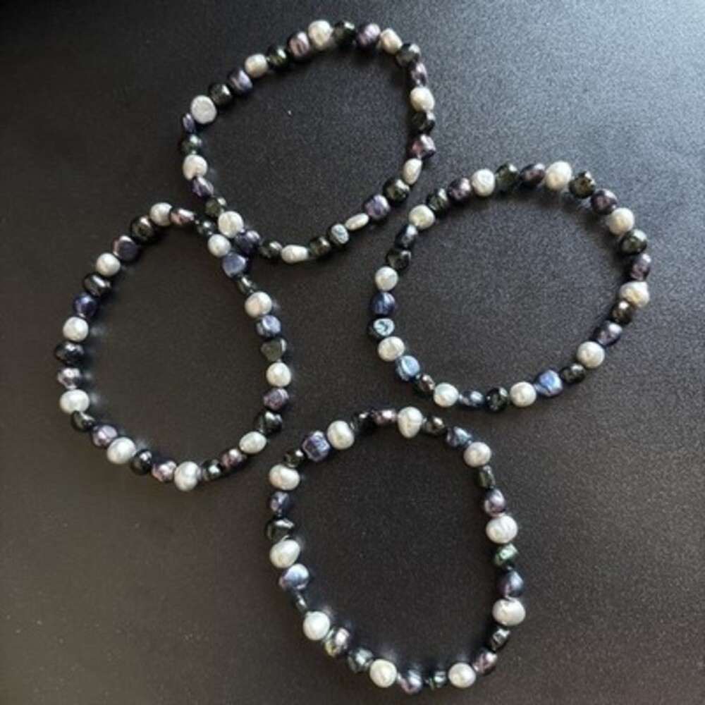 Dyed Natural Pearl Stretch Bracelets - Set Of 4 Matching Multi Color